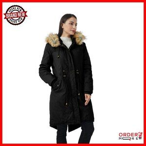 Women's Winter Hooded Sherpa Parka Jacket Warm Coat Long Loose Fit